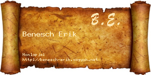 Benesch Erik névjegykártya